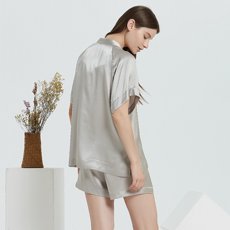 High Quality Silk Pajama Female 100% SILK Sleepwear Women Long Sleeve Pyjama Pants Two Piece 